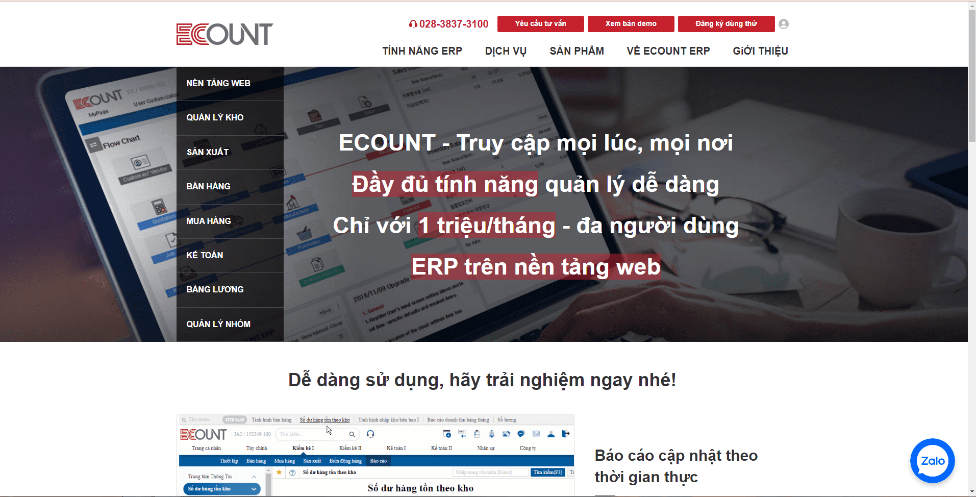 phần mềm tính lương Ecount ERP